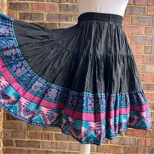 Vintage 1980s Western Collection layered southwestern print square dancing skirt
